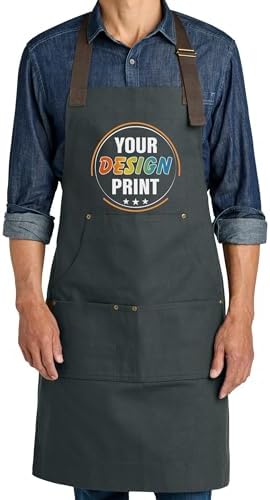 TEEAMORE Custom Workwear Apron with Pockets Logo Text Embroidered &