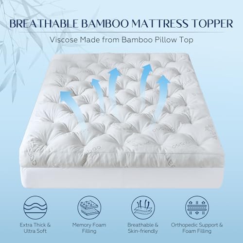 5 Inch Cooling Bamboo Mattress Topper Queen Size,60x80 in