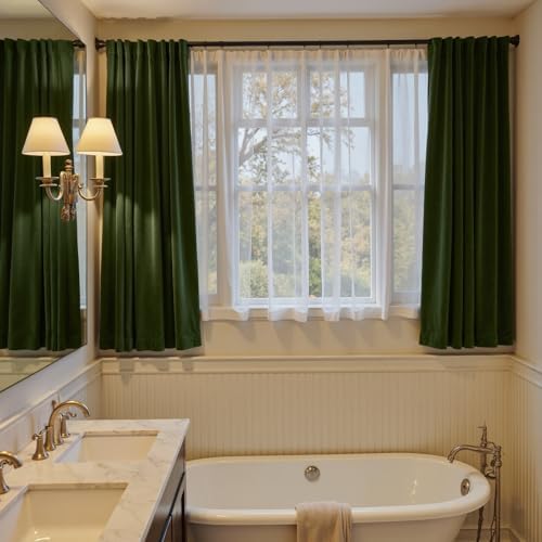 Lazzzy Moss Earthy Curtains Luxury Rod Pocket 52×63 Inch 2 Panels