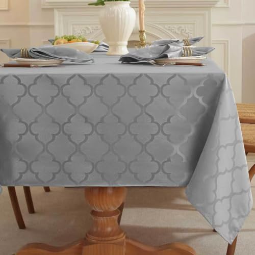 Honellaty Jacquard Tablecloth, Rectangle, Gray, 60" x 120"
