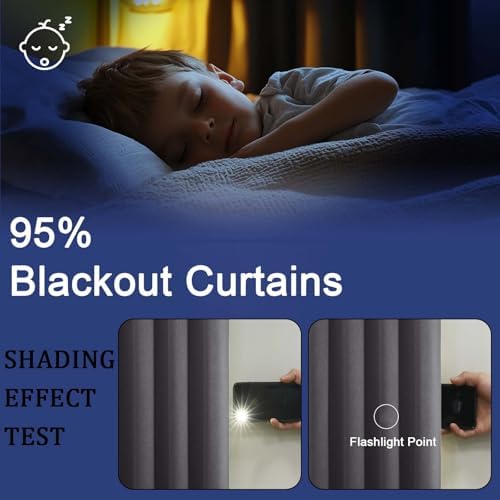 OWENIE Blackout Curtains 63 Inch Length 2 Panels for Bedroom Living