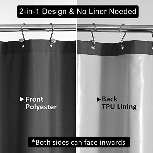 N&Y HOME Ultimate Waterproof Fabric Shower Curtain or Liner Dark Gray