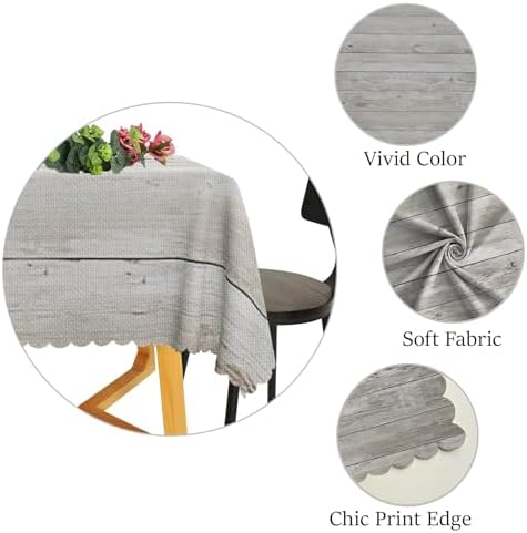 Wood Grain Linen Tablecloth Vintage Grey Natural Wooden Board Modern