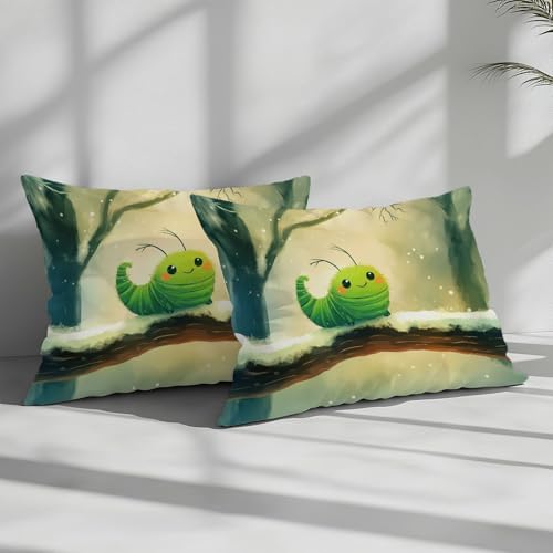King Duvet Cover Set Cartoon Caterpillar Branch Soft Microfiber