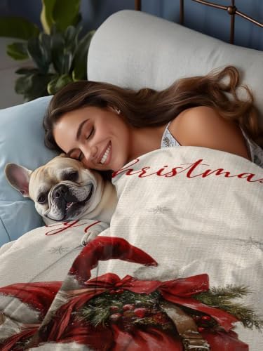 King Size Flat Sheet Only, Merry Christmas Santa Claus Gifts Bed Top