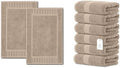 White Classic 2 Luxury Taupe Bath Mats 22 x 34 and 6 Luxury Taupe Hand