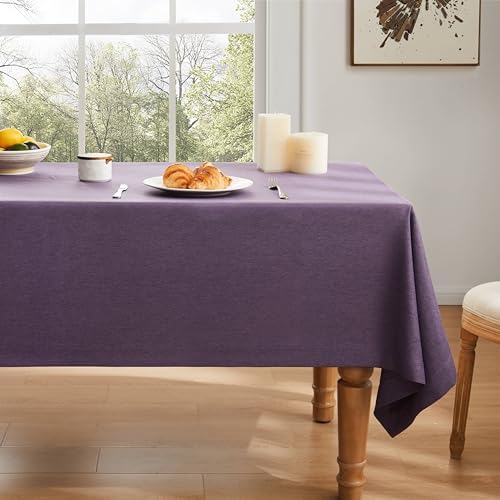 ZeeMart Linen Textured Square Table Cloth, 60x60 Inch Purple