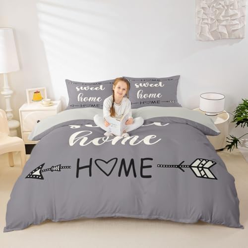 jejeloiu Gray Modern Home Duvet Cover Full Size Boys Girls Boho