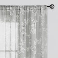 FMFUNCTEX Linen Sheer Blossom Floral Print Curtains Grey 63 Inch 2