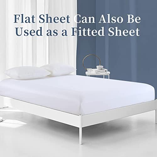 HOMBYS White Oversized King Flat Sheets Extra Large,Soft & Durable Bed