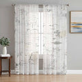 Sheer Curtains 108 Inches Long, Grey Beige Vintage Light Filtering