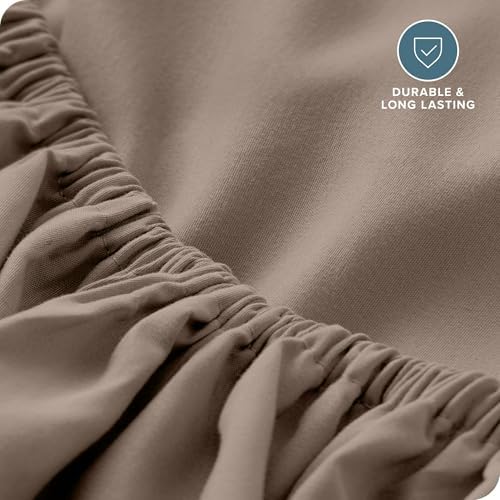 Luxury 1 pc Fitted Sheet Twin Size – Taupe, 15" Deep Pocket 100% Pima