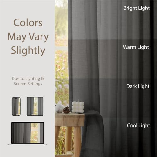 Pinch Pleated Faux Linen Semi Sheer Curtains Taupe 96 Inches Long