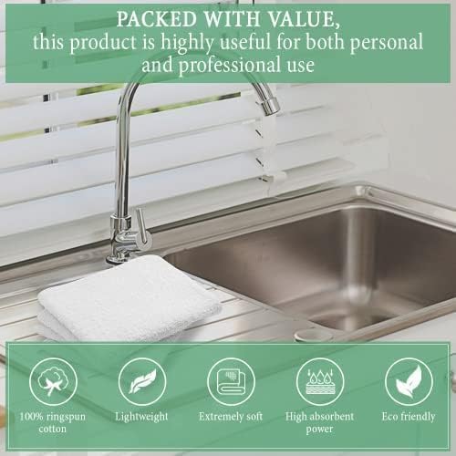Bar Towels 14"x17" Terry Bar Mop Towels (White) – Absorbent and
