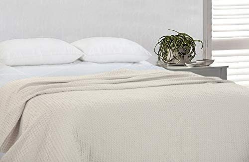 HILLFAIR 100% Combed Cotton Blanket– Queen Size Bed Blanket– Warm Soft