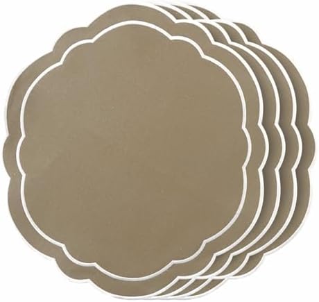 Round Placemats Set of 4, Cotton Linen- Double Layered, Luxury