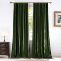 NICETOWN Olive Green Blackout 120 inch Long Velvet Curtains for