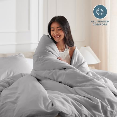 Bare Home Duvet Cover Set 1800 Ultra-Soft (Twin/Twin XL, Light Grey)