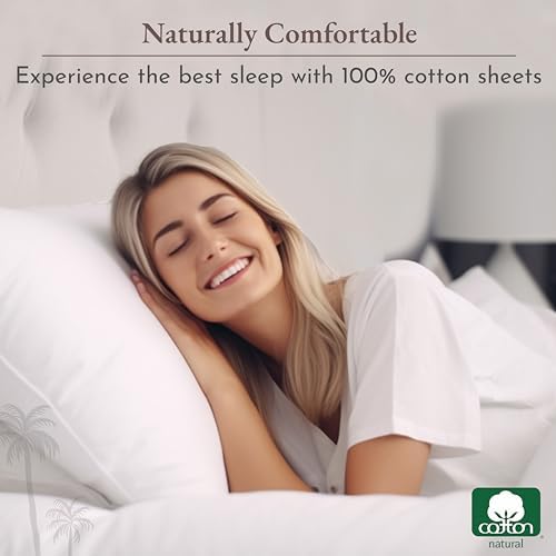 3-Piece Bundle - Fitted Sheet with 2 Pillowcases, Soft 100% Cotton
