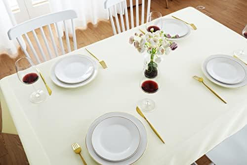 FOLINS&HOME Cream Rectangle Tablecloth 60 x 102 Inch Waterproof Table