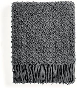 CREVENT Farmhouse Boho Knitted Throw Blanket for Couch Sofa Chair Bed