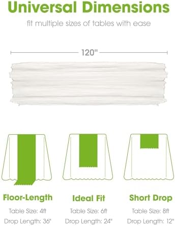 Pureegg 2 Pack Cheesecloth Table Runner 120 Inch Ivory