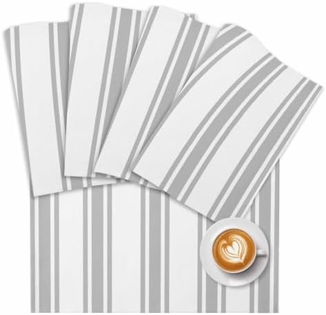 Placemats Set of 8, Modern Gray and White Stripes Table Mats Washable