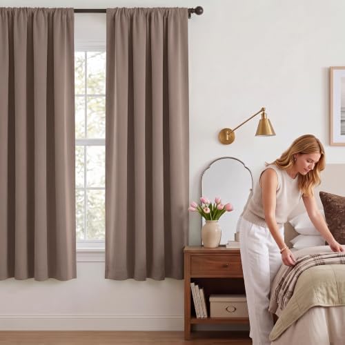 NICETOWN Cappuccino Blackout Curtains 52 x 72 inches Length for