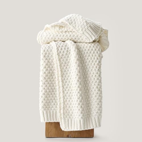 EVERGRACEHOME Chunky Chenille Knit Throw Blanket, 50 x 60, Bright