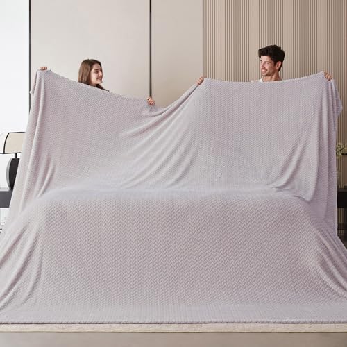 Oversized King Fleece Blanket 120x120 Inches, Seamless Soft Cozy 3D