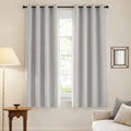 NICETOWN Faux Linen Light Grey Blackout Curtains for Bedroom 63 Inch