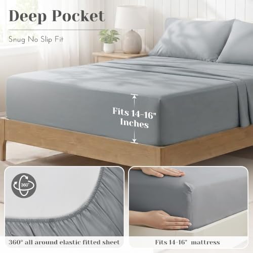 Comfort Spaces 100% Cotton Percale Sheets King Sheet Set 4 Pcs, Dark