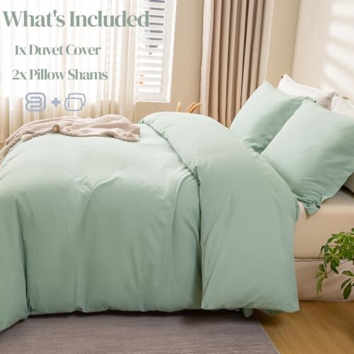 OAITE Duvet Cover Set 100% Washed Cotton Solid 3pcs
