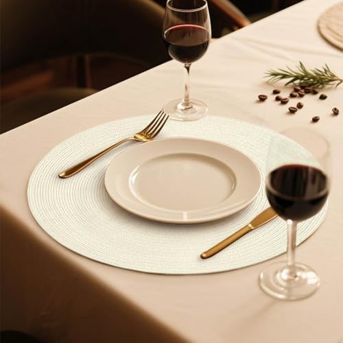 FunWheat Round Braided Placemats Set of 6 Place mats for Dining Tables