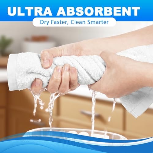 6 Pack Washcloths, 100% Cotton Wash Cloths, 12x12 Inch, White