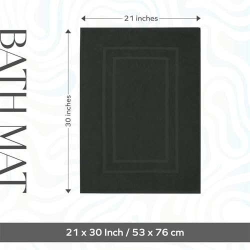 Feather & Stitch 100% Cotton Bath Mats 2 Piece 30x21 Inches, Charcoal
