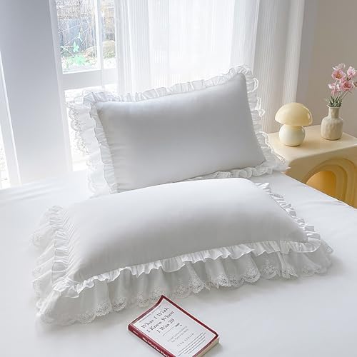 Ruffle Cotton Duvet Cover Set 4 Piece,Shabby Soft Bedding Set with