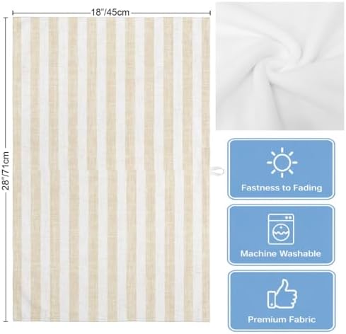 Beige Striped Kitchen Towels Set of 3, Ultra Absorbent Dish Towels