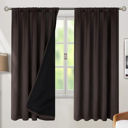 BGment 72 inch Curtains with Thermal Insulated Blackout Liner, Brown