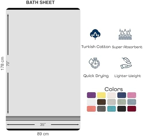 Hawmam Linen Bath Sheets Extra Large, Turkish Cotton, 2 Pack, Brown