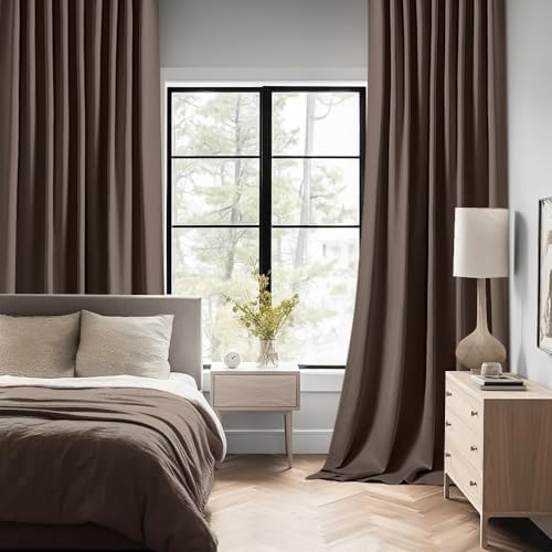MIULEE Chocolate Brown Back Tab Blackout Curtains 52"x72" Long 2