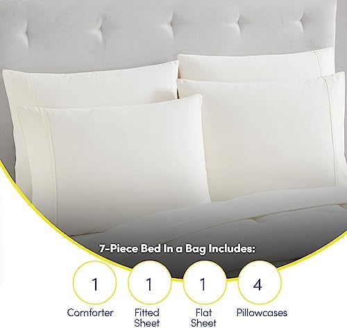 Sweet Home Collection 7 Piece Comforter Set Bag Solid Color All Season