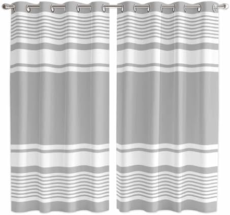 Window Curtain Panels 63 Inches Length, Farmhouse Grey Grommets