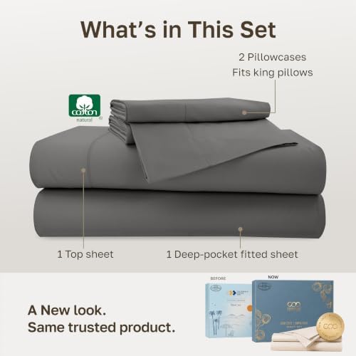 California Design Den 100% Cotton Sateen King Sheets Deep Pocket Set