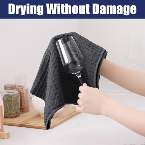 Homaxy Microfiber Kitchen Towels and Dishcloths Sets, 12 Pack, Dark