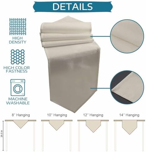 Ivory White Table Runner Linen Burlap Table Runner 72 Inches Long