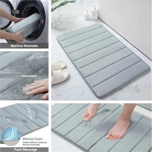 Bathroom Rug Set 3 Pcs Bath Mats Non Slip Memory Foam Bathroom Soft
