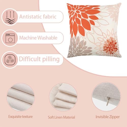 Burgundy Blush Abstract Dahlia Floral Linen Throw Pillow Cover 18x18