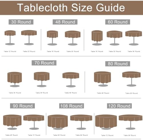JIUZHEN Waterproof Linen Round Tablecloth with Beige Tassels