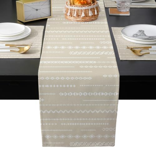 Retro Vertical Lines Table Runner and Placemats Set of 4 Farmhouse